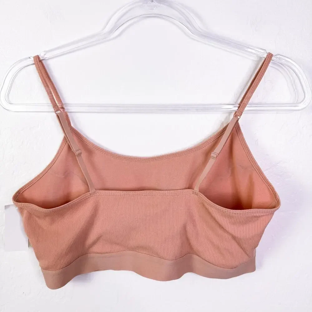 Gianni Bini Ribbed Scoop Neck Wireless Pullover Bralette Rose Cloud Size XL NWT